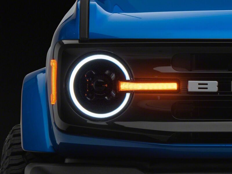 Raxiom for 2021-2026 Ford Bronco LED Halo Headlights with White Backlight- Black Housing- Clear Lens - Image 2