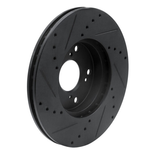 R1 Concepts for 06-15 Honda Civic Front Right Drilled & Slotted Black Brake Rotor - Image 4