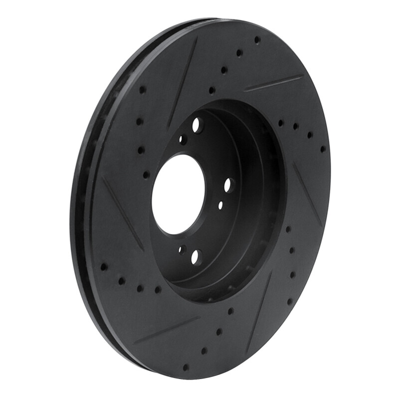 R1 Concepts for 06-15 Honda Civic Front Right Drilled & Slotted Black Brake Rotor - Image 4