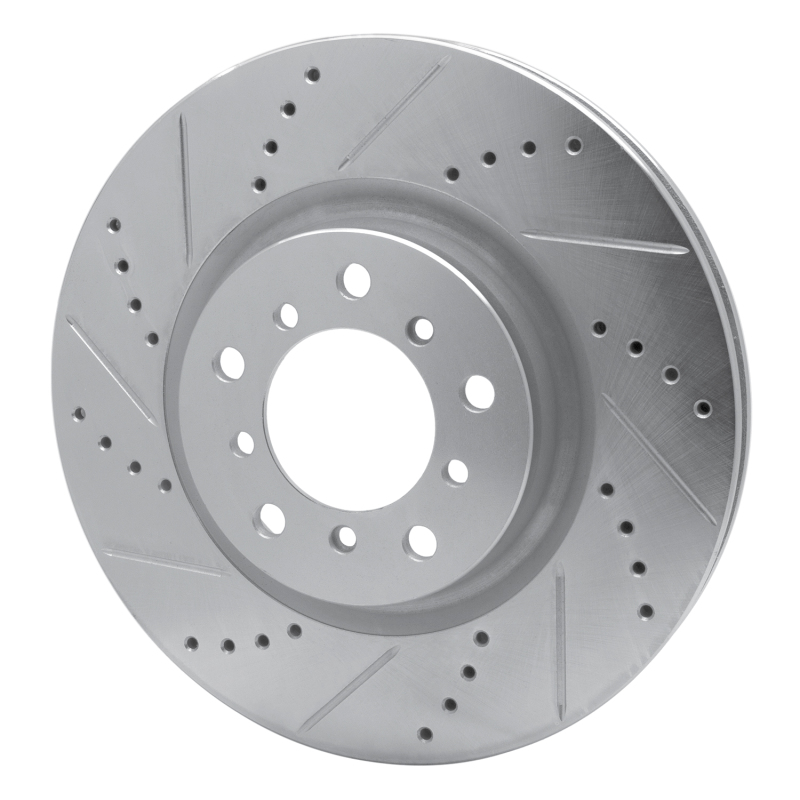 R1 Concepts for 2001-2006 BMW M3 Right Front Drilled & Slotted Silver Brake Rotor - Image 2