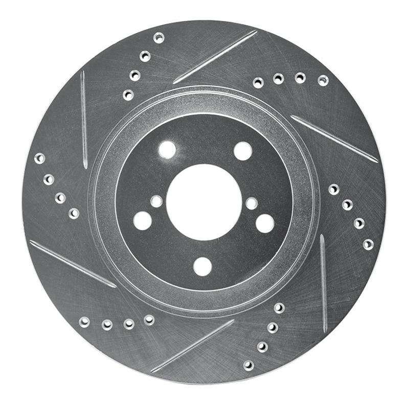 R1 Concepts for 04-25 Scion FR-S Front Left Drilled & Slotted Silver Brake Rotor