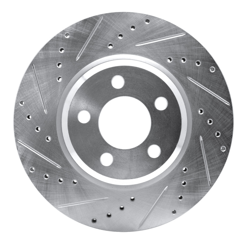 R1 Concepts for 09-23 Dodge Challenger Front Left Drilled & Slotted Silver Brake Rotor