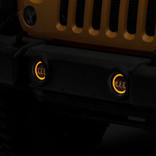 Raxiom for 2007-2018 Jeep Wrangler JK Axial Series Halo LED Fog Lights- Amber - Image 9