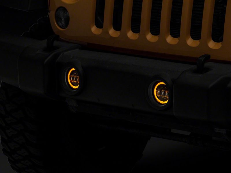 Raxiom for 2007-2018 Jeep Wrangler JK Axial Series Halo LED Fog Lights- Amber - Image 9
