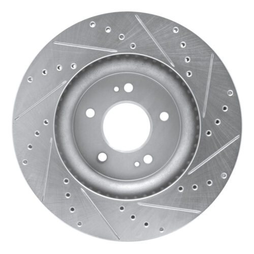 R1 Concepts for 18-23 Genesis G70 Front Left Drilled & Slotted Silver Brake Rotor - Image 5