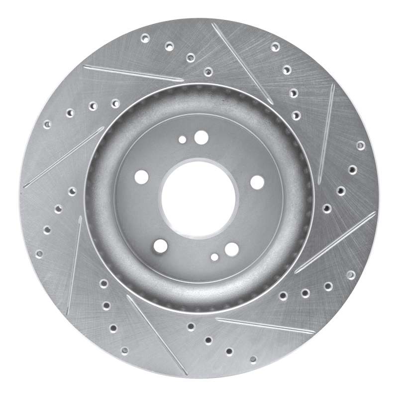 R1 Concepts for 18-23 Genesis G70 Front Left Drilled & Slotted Silver Brake Rotor - Image 5