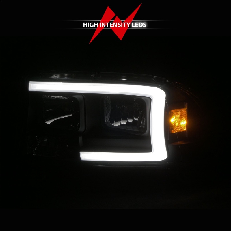 ANZO 97-04 Dodge Dakota/Durango Crystal headlight Set w/ Light Bar Black Housing - Image 6