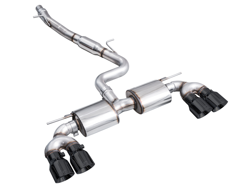 AWE Tuning Touring Edition Quad Exhaust - Diamond Black Tips for MK8 Volkswagen Golf R 3in - Image 8