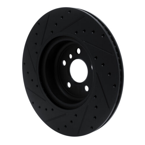 R1 Concepts for 16-25 BMW 330e Rear Right Drilled & Slotted Black Brake Rotor - Image 4