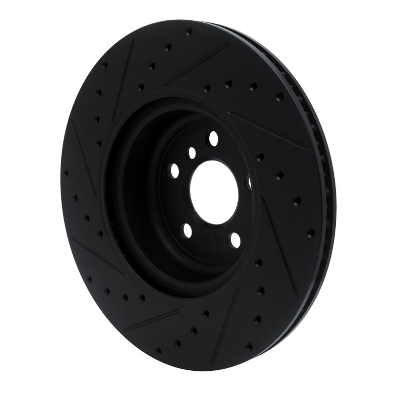 R1 Concepts for 16-25 BMW 330e Rear Right Drilled & Slotted Black Brake Rotor - Image 4