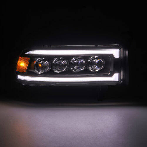 Alternative view of AlphaRex 94-01 RAM 1500 NOVA LED Proj Headlights Blk w/Activ Light/Seq Signal/SB DRL