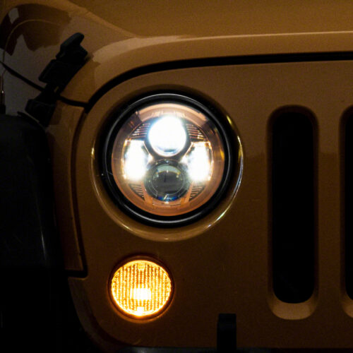 Raxiom for 2007-2018 Jeep Wrangler JK 7-In LED Headlights Orange Housing- Clear Lens