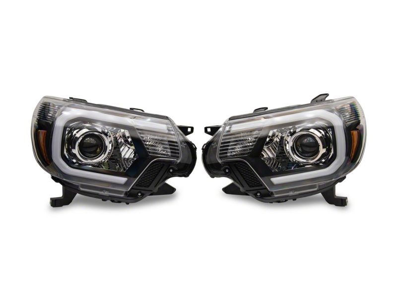 Raxiom for 2012-2015 Toyota Tacoma Axial Series Projector Headlights w/ LED Bar- Black Housing (Clear Lens) - Image 2