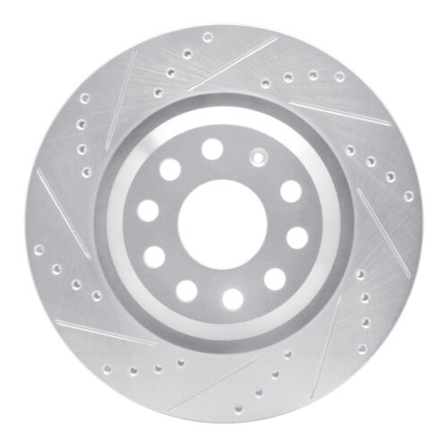 R1 Concepts for 06-25 Audi A3 Quattro Rear Left Drilled & Slotted Silver Brake Rotor