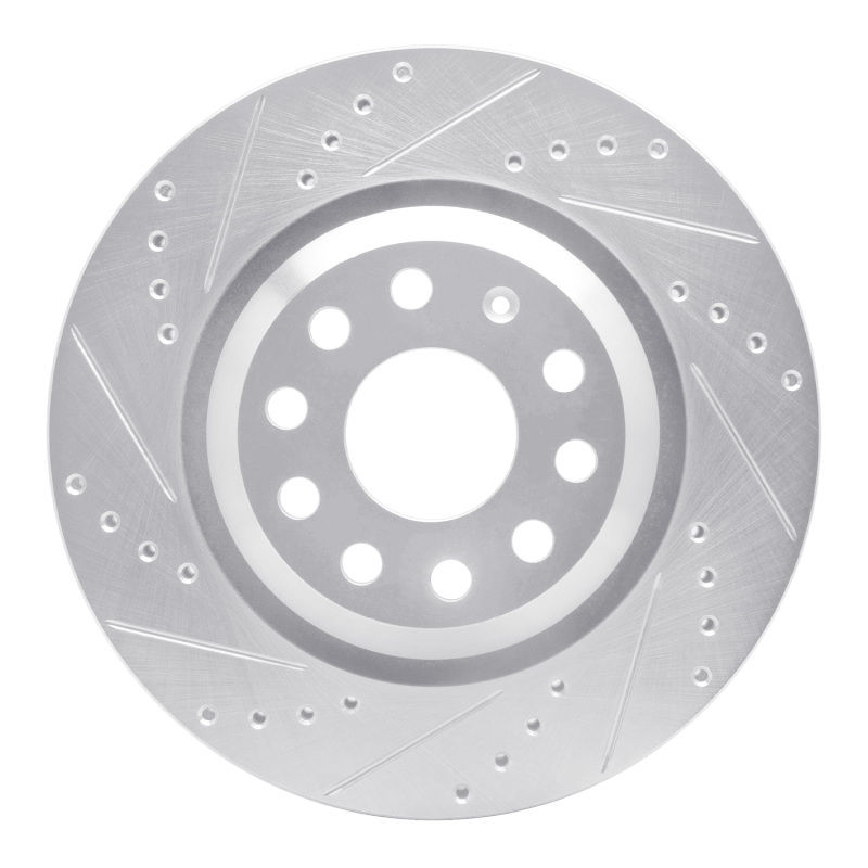R1 Concepts for 06-25 Audi A3 Quattro Rear Left Drilled & Slotted Silver Brake Rotor