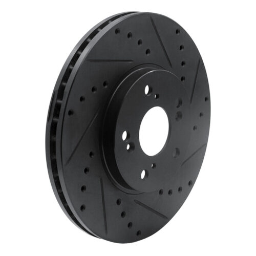 R1 Concepts for 04-14 Acura TSX Front Right Drilled & Slotted Black Brake Rotor - Image 2