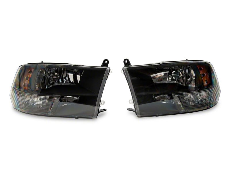 Raxiom for 2009-2018 Dodge RAM 1500 Axial Series Euro Style Headlights w/ Dual Bulb Blk Housing (Clear Lens) - Image 2