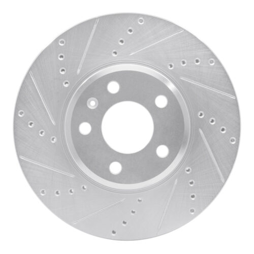 R1 Concepts for 08-25 Audi A4 Quattro Front Left Drilled & Slotted Silver Brake Rotor