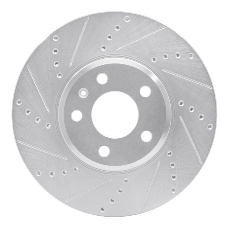 R1 Concepts for 08-25 Audi A4 Quattro Front Left Drilled & Slotted Silver Brake Rotor