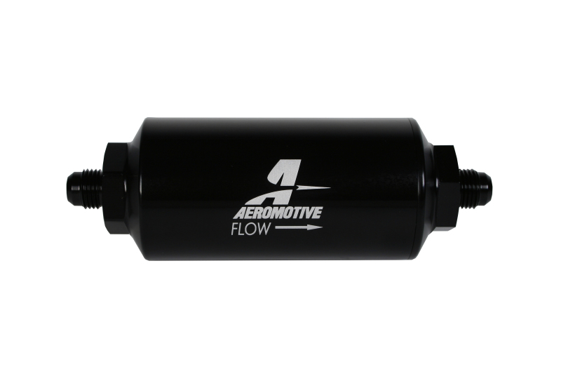 Aeromotive In-Line Filter - (AN-6 Male) 10 Micron Fabric Element Bright Dip Black Finish - Image 3