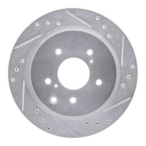 R1 Concepts for 89-96 Nissan 300ZX Turbo Rear Right Drilled & Slotted Silver Brake Rotor