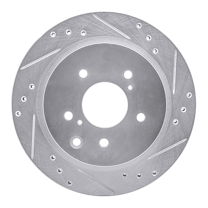 R1 Concepts for 89-96 Nissan 300ZX Turbo Rear Right Drilled & Slotted Silver Brake Rotor