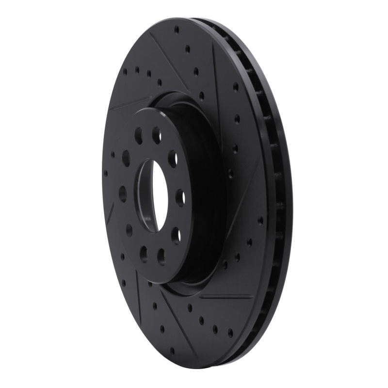 R1 Concepts for 2005-2025 Audi A3 Quattro Front Right Drilled & Slotted Black Brake Rotor - Image 2