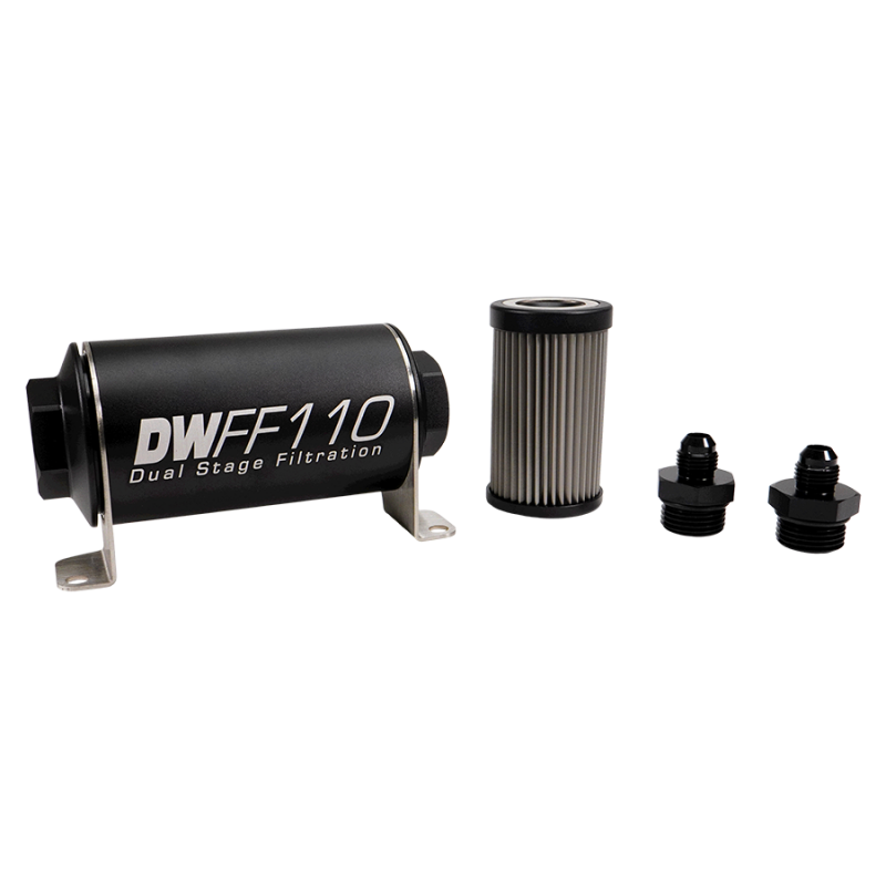 DeatschWerks Stainless Steel 6AN 100 Micron Universal Inline Fuel Filter Housing Kit (110mm) - Image 2
