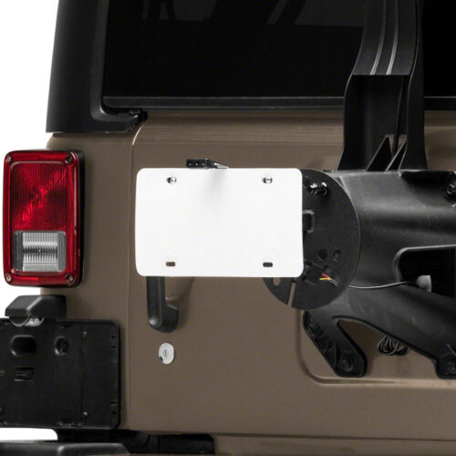 Raxiom for 2007-2018 Jeep Wrangler JK Axial Series License Plate Bracket w/ LED Brake Light