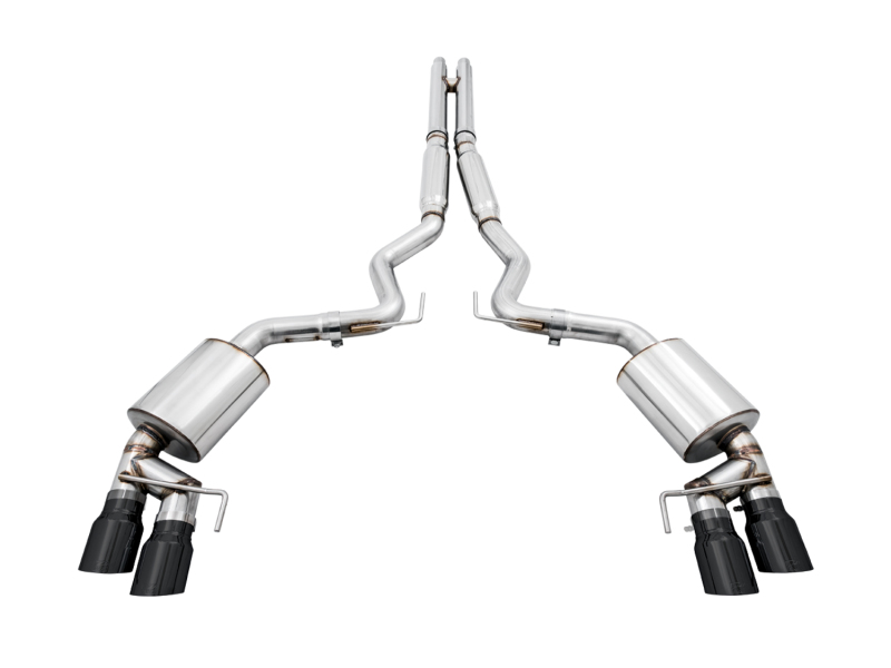 AWE Tuning Cat-Back Exhaust - Touring Edition (Quad Diamond Black Tips) for 2018+ Ford Mustang GT (S550) - Image 4