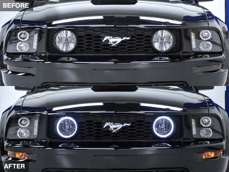 Raxiom for 2005-2012 Ford Mustang GT LED Halo Fog Lights (Smoked) - Image 10