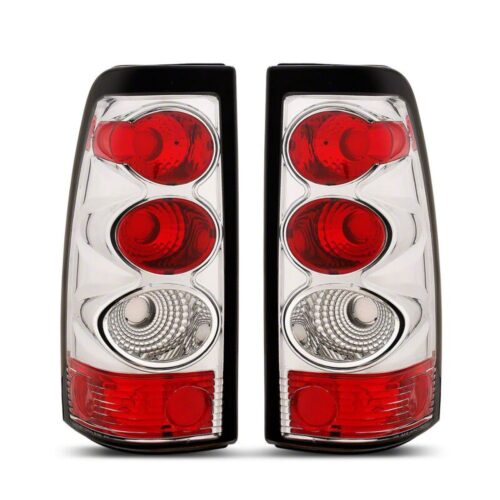 Raxiom for 2003-2006 Chevrolet Silverado 1500 Fleetside Axial Series Tail Lights- Chrome- Red/Clear Lens