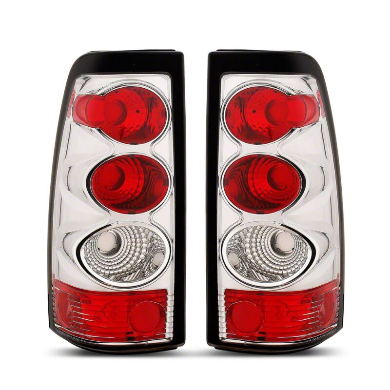 Raxiom for 2003-2006 Chevrolet Silverado 1500 Fleetside Axial Series Tail Lights- Chrome- Red/Clear Lens