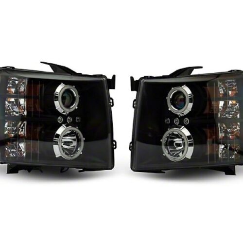 Alternative view of Raxiom for 2007-2013 Silverado 1500 Super White LED Halo Projector Headlights- Black Housing (Clear Lens)