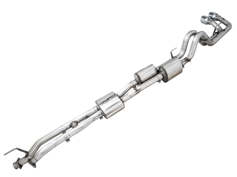 AWE Tuning Cat-Back Exhaust w/ BashGuard - Dual Chrome Silver Tips for 16-22 Toyota Tacoma 0FG