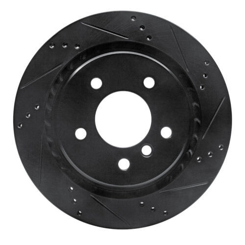 R1 Concepts for 95-99 BMW M3 E36 Left Rear Drilled & Slotted Black Brake Rotor