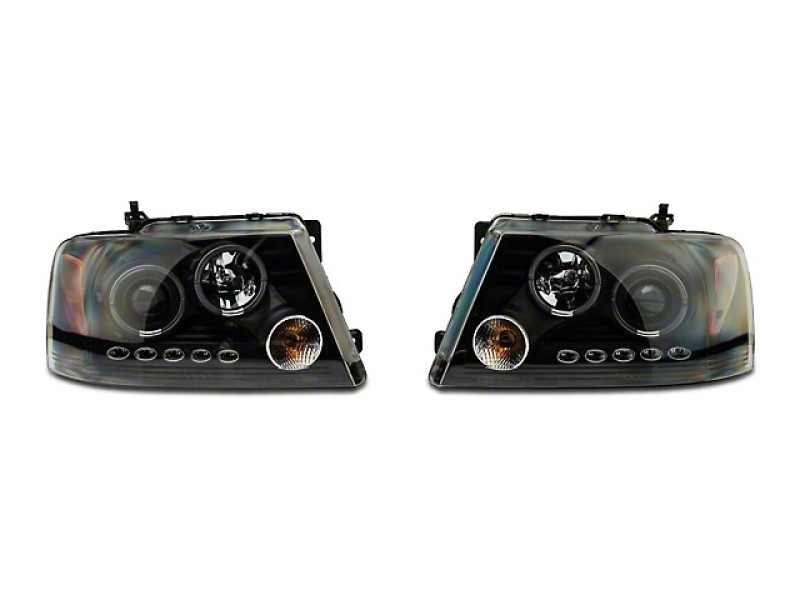 Raxiom for 2004-2008 Ford F-150 Dual LED Halo Projector Headlights- Black Housing (Clear Lens) - Image 2