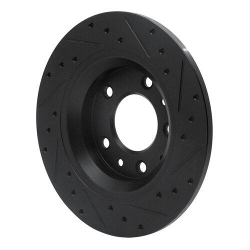 R1 Concepts for 98-15 Ford Fusion Rear Left Drilled & Slotted Black Brake Rotor - Image 4