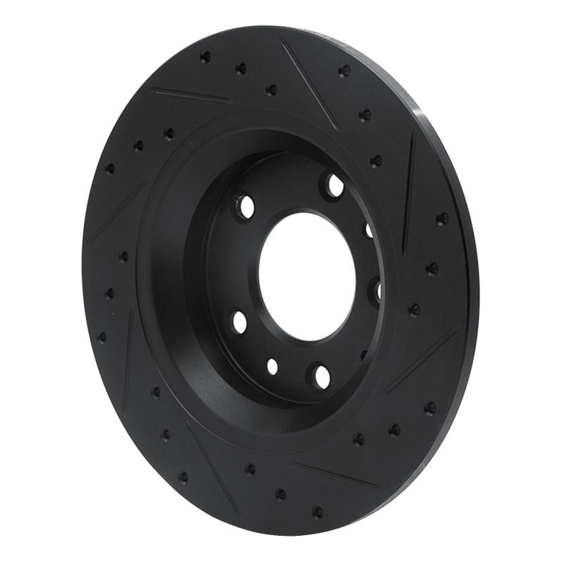 R1 Concepts for 98-15 Ford Fusion Rear Left Drilled & Slotted Black Brake Rotor - Image 4