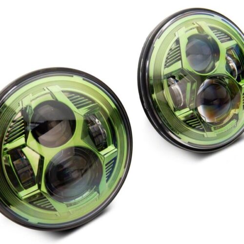 Alternative view of Raxiom for 2007-2018 Jeep Wrangler JK 7-In LED Headlights Green Housing- Clear Lens
