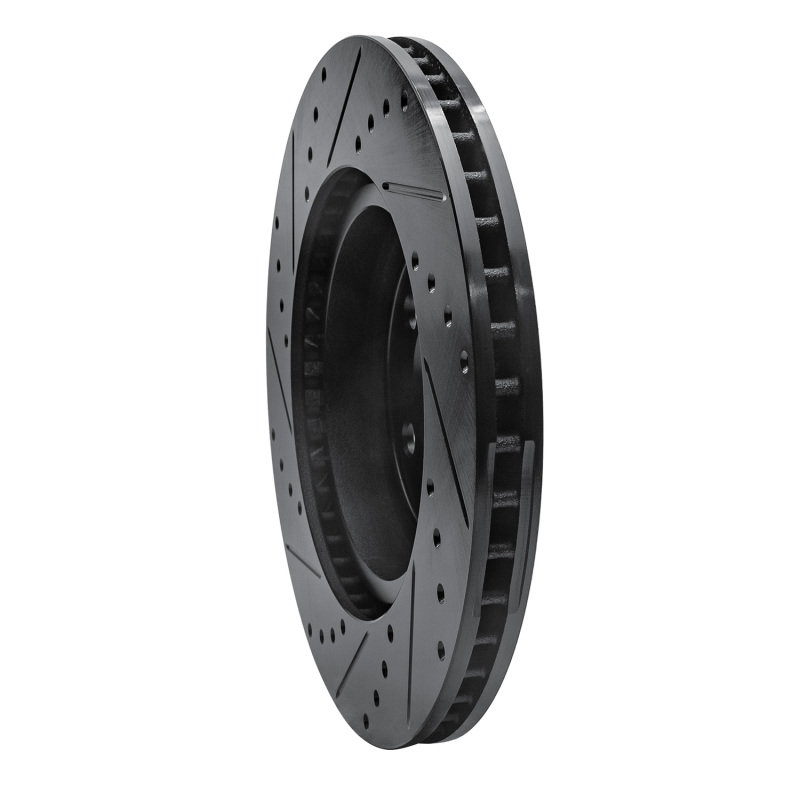 R1 Concepts for 09-23 Dodge Challenger Front Right Drilled & Slotted Black Brake Rotor - Image 4