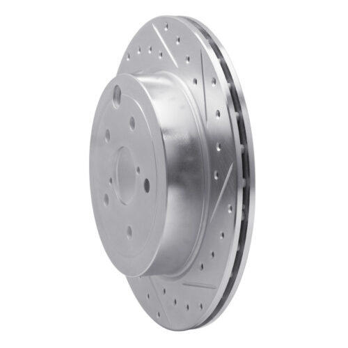 Alternative view of R1 Concepts for 08-20 Subaru WRX STI Rear Right Drilled & Slotted Silver Brake Rotor