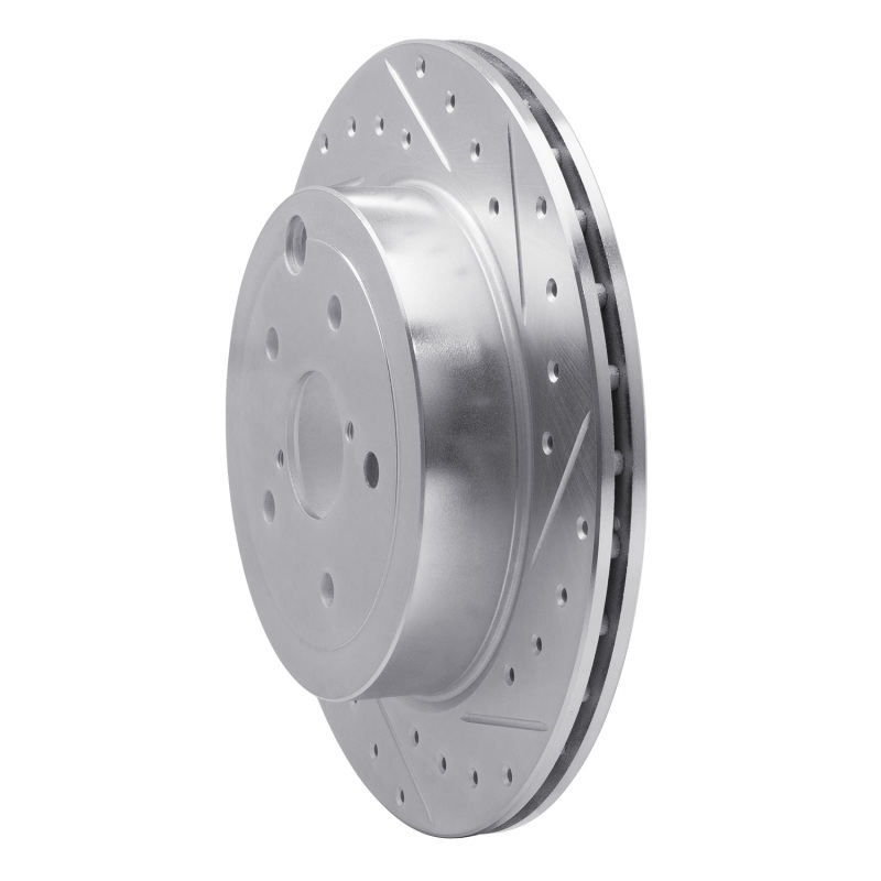 R1 Concepts for 08-20 Subaru WRX STI Rear Right Drilled & Slotted Silver Brake Rotor - Image 2