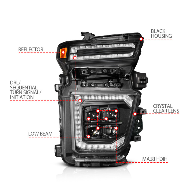 ANZO Z-Series 20-23 Chevy Silverado 2500/3500 Z-Series Full LED Proj Headlights Black - Pass. Side - Image 3