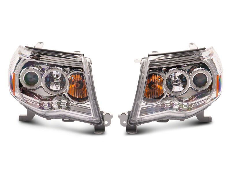 Raxiom for 2005-2009 Toyota Tacoma Super White LED Halo Projector Headlights- Chrome Housing- Clear Lens - Image 4