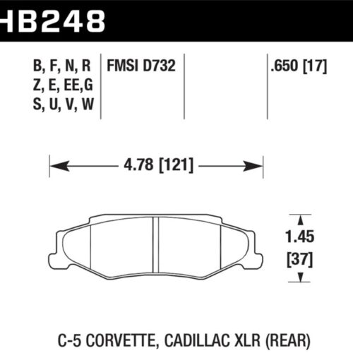 Hawk 03-04 Chevrolet Corvette 5.7L 50th Anniversary Edition Rear ER-1 Brake Pads
