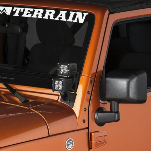 Alternative view of Raxiom for 2007-2018 Jeep Wrangler JK Windshield Mounted Dual Light Brackets