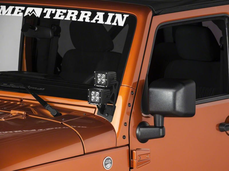 Raxiom for 2007-2018 Jeep Wrangler JK Windshield Mounted Dual Light Brackets - Image 2