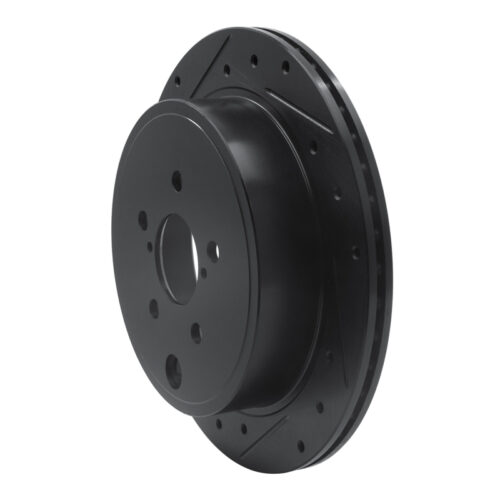 R1 Concepts for 10-25 Scion FR-S Rear Left Drilled & Slotted Black Brake Rotor - Image 2