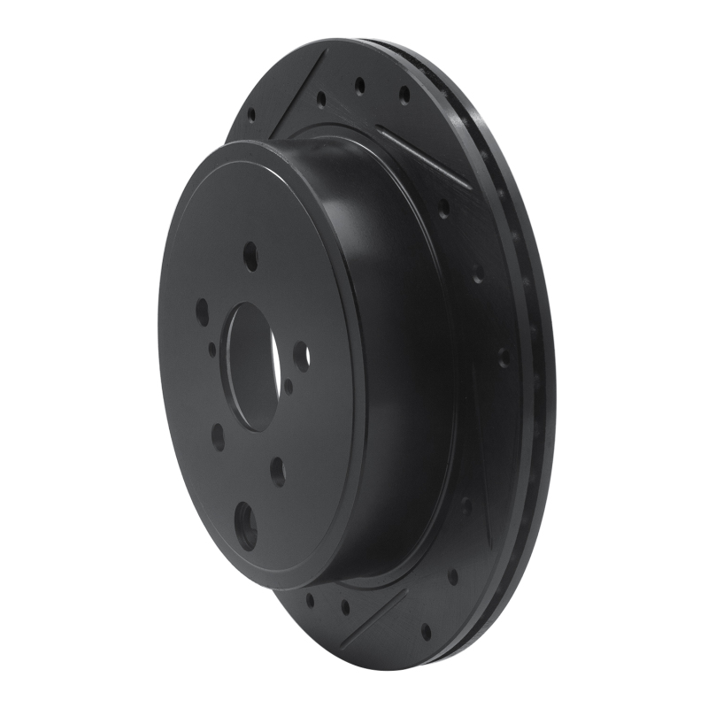 R1 Concepts for 10-25 Scion FR-S Rear Left Drilled & Slotted Black Brake Rotor - Image 2